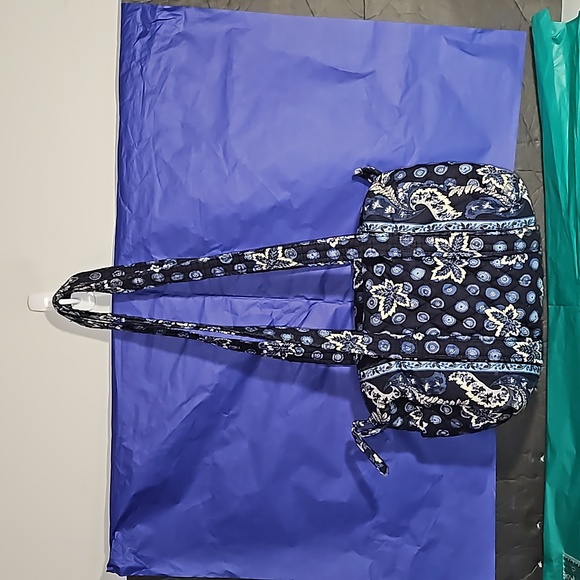 Vera Bradley Maple Leaf navy shoulder bag satchel purse blue coin Retired VGUC - Picture 2 of 13